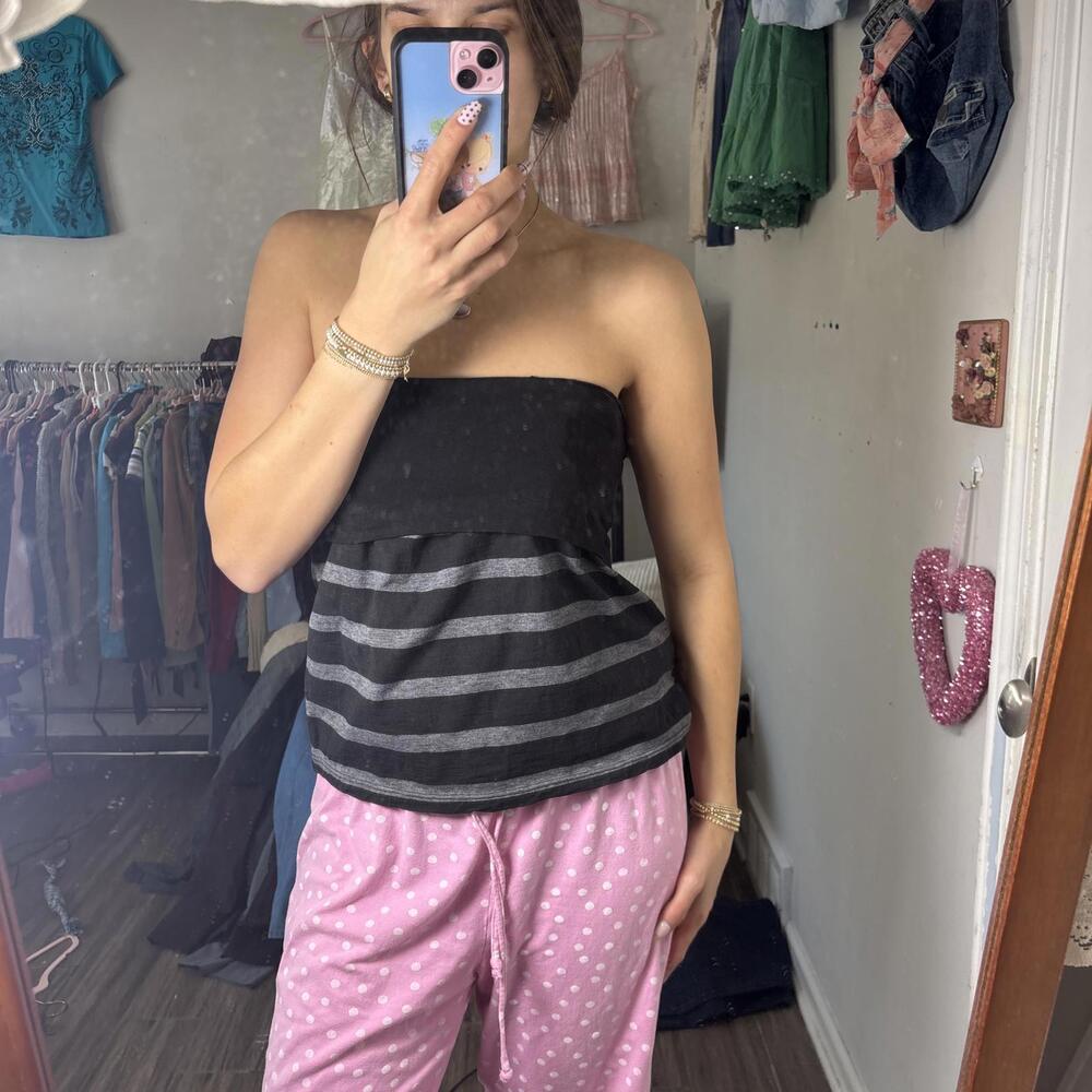 y2k striped fold over grunge‎ top or mini skirt